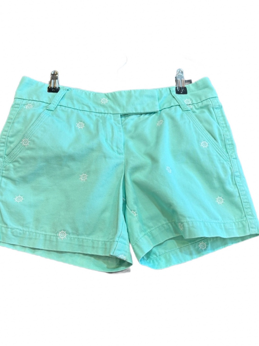 J.Crew Chino Embroidered Nautical Shorts Mint Green Size 0 - Picture 5 of 8